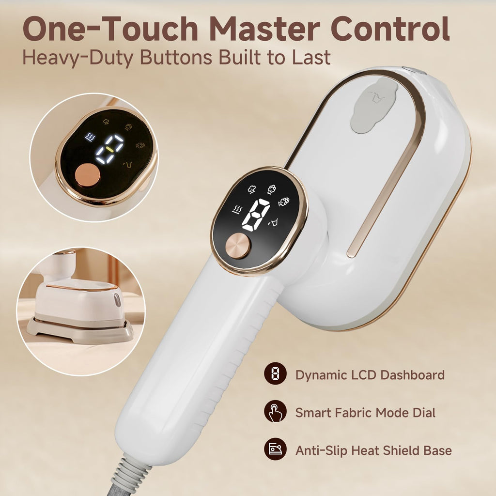 1200W Travel Steamer Iron, Rapid Heat-Up, LCD, Ceramic Soleplate