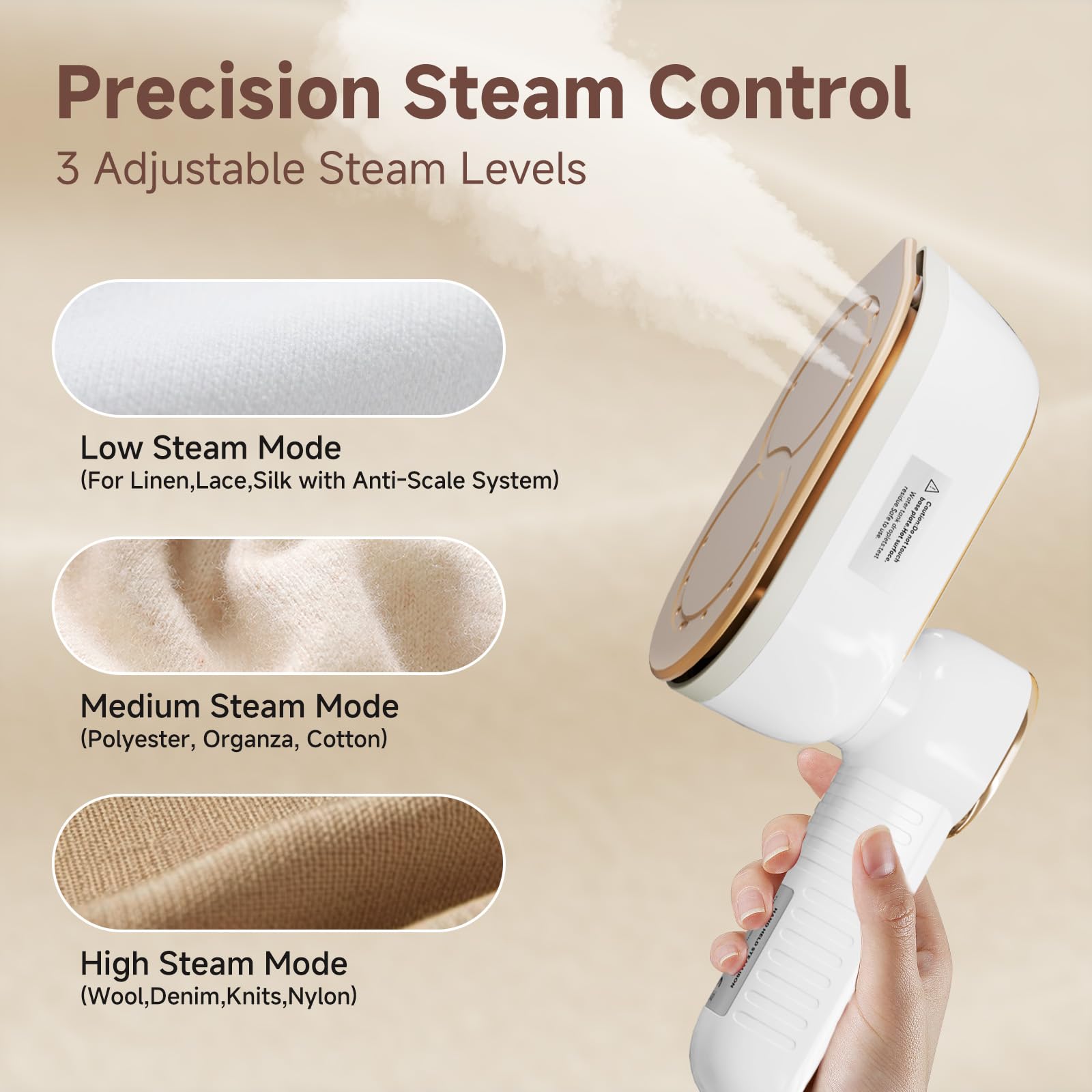 1200W Travel Steamer Iron, Rapid Heat-Up, LCD, Ceramic Soleplate